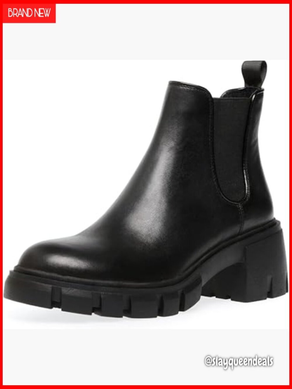 Leather Chelsea Ankle Boots with Chunky Lug Sole, Pull-On Style